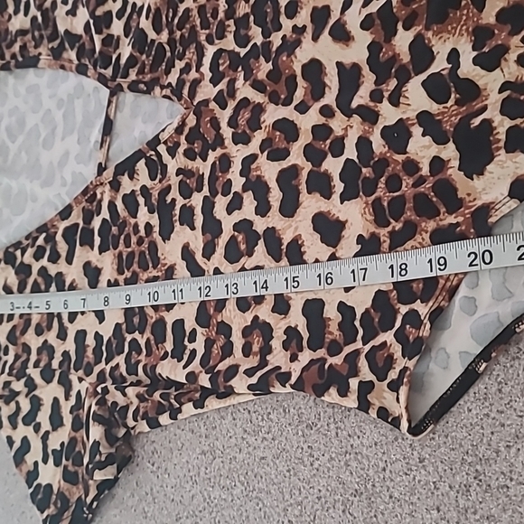Animal Print Bodysuit Top Leopard Print Brown Black Stretch like New Size 0XL - Picture 11 of 14